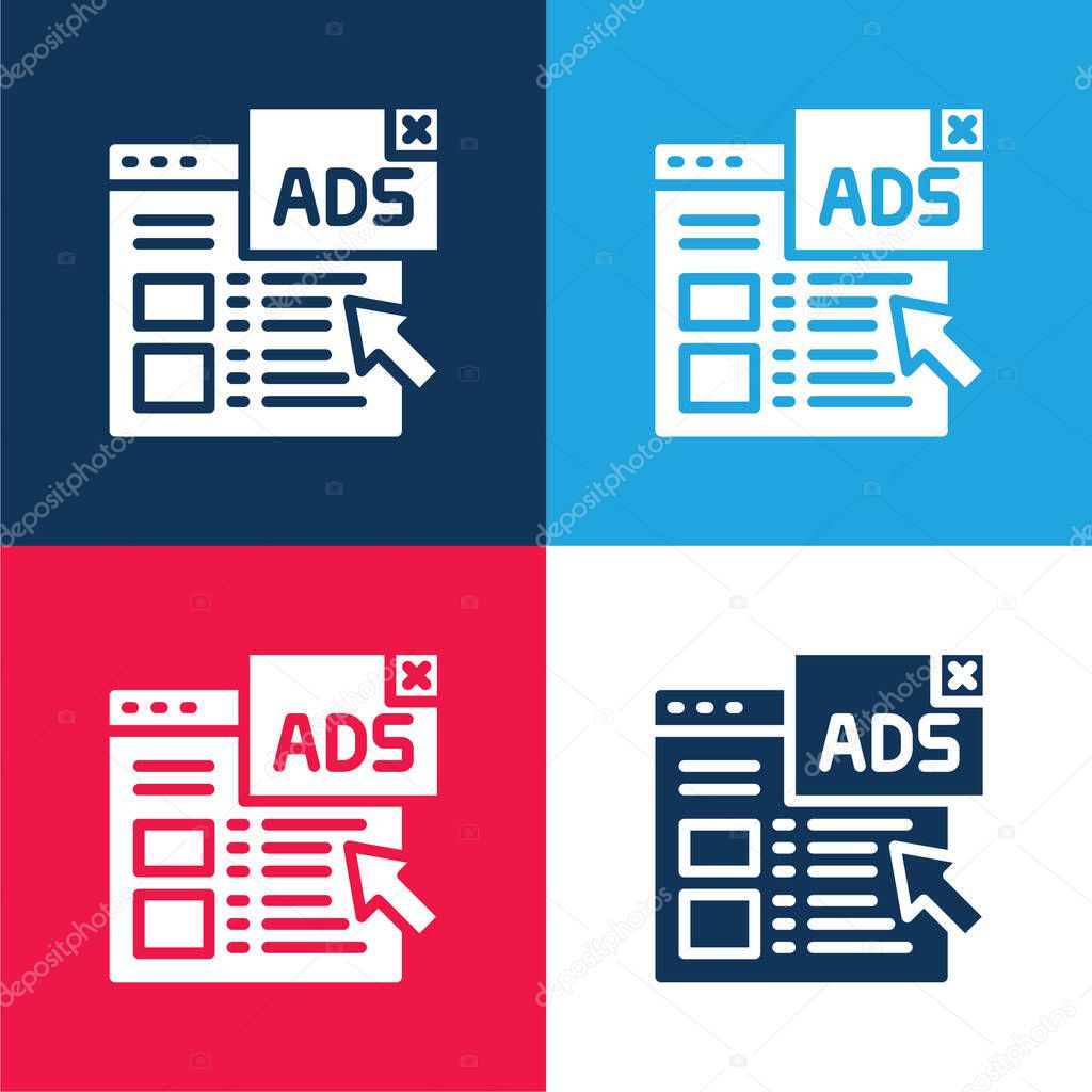 Advertising blue and red four color minimal icon set