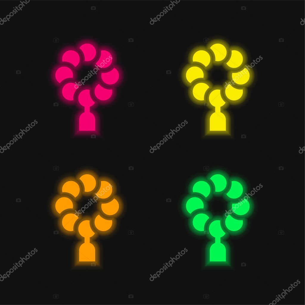 Beads four color glowing neon vector icon