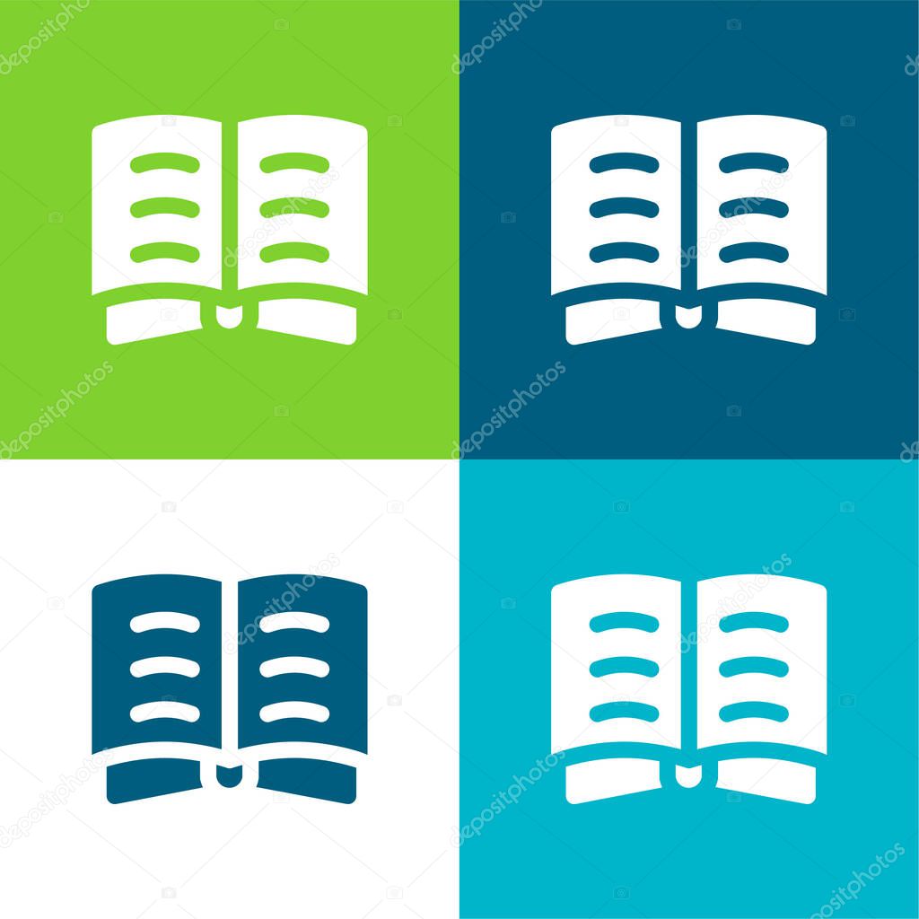 Book Flat four color minimal icon set