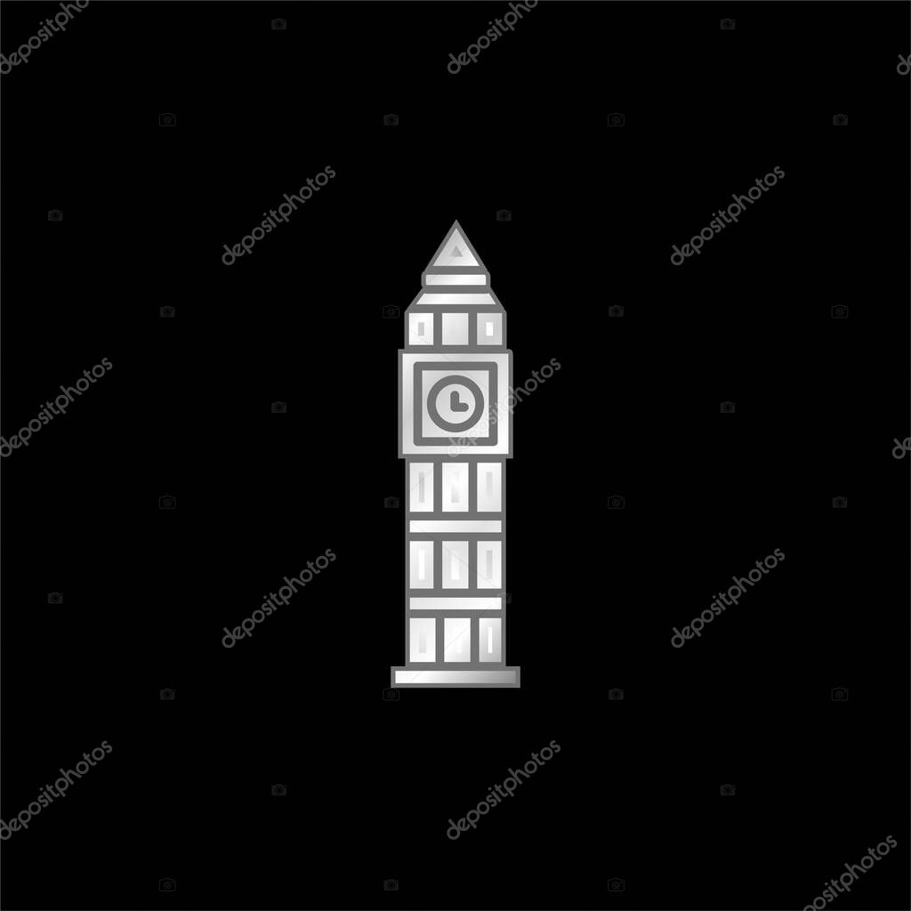 Big Ben silver plated metallic icon