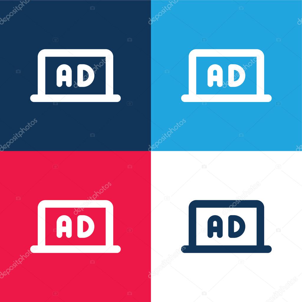 Ads blue and red four color minimal icon set