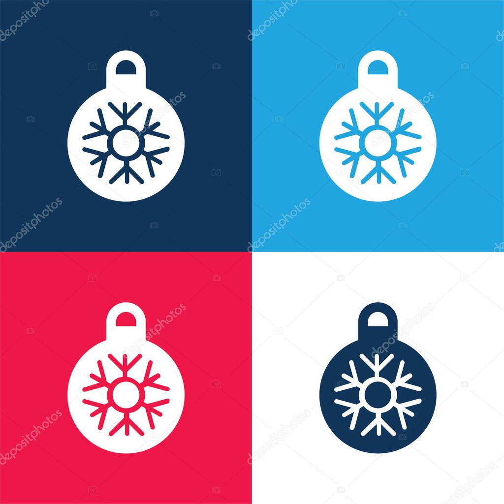 Bauble blue and red four color minimal icon set