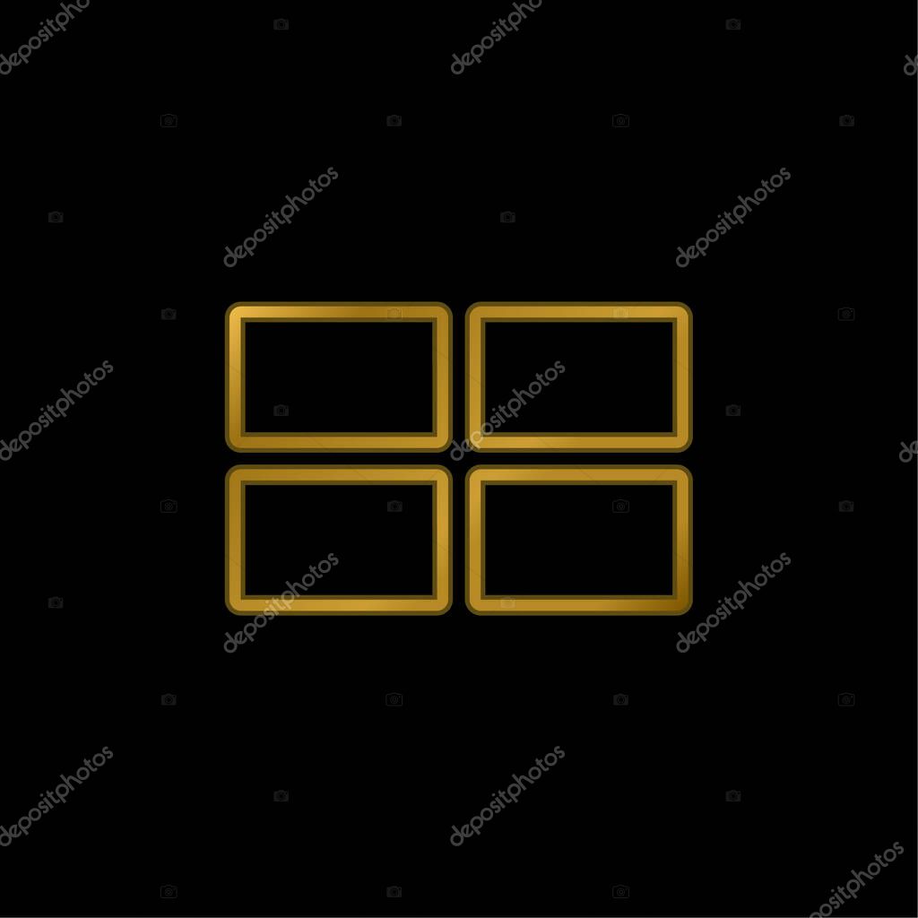 4 Rectangles gold plated metalic icon or logo vector