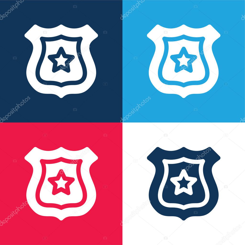 Badge blue and red four color minimal icon set