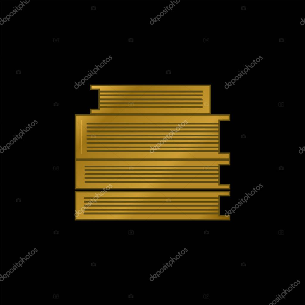 Books Stack gold plated metalic icon or logo vector