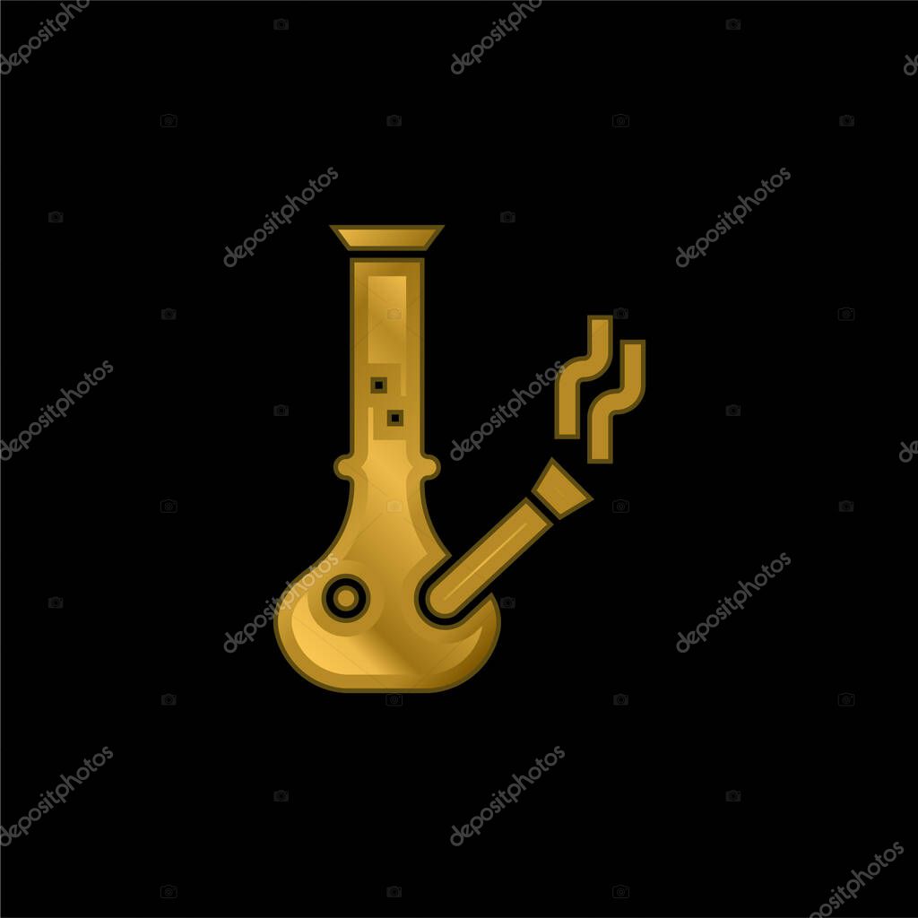 Bong gold plated metalic icon or logo vector