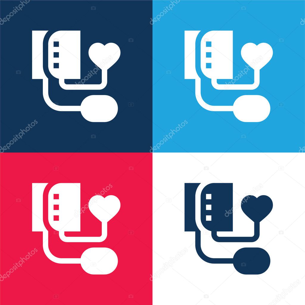 Blood Pressure blue and red four color minimal icon set