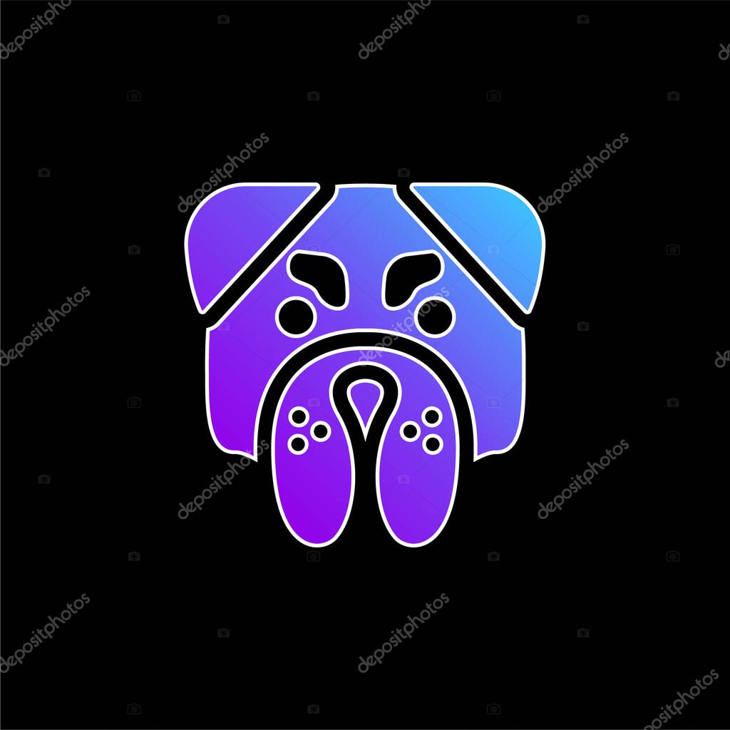 Angry Bulldog Face blue gradient vector icon