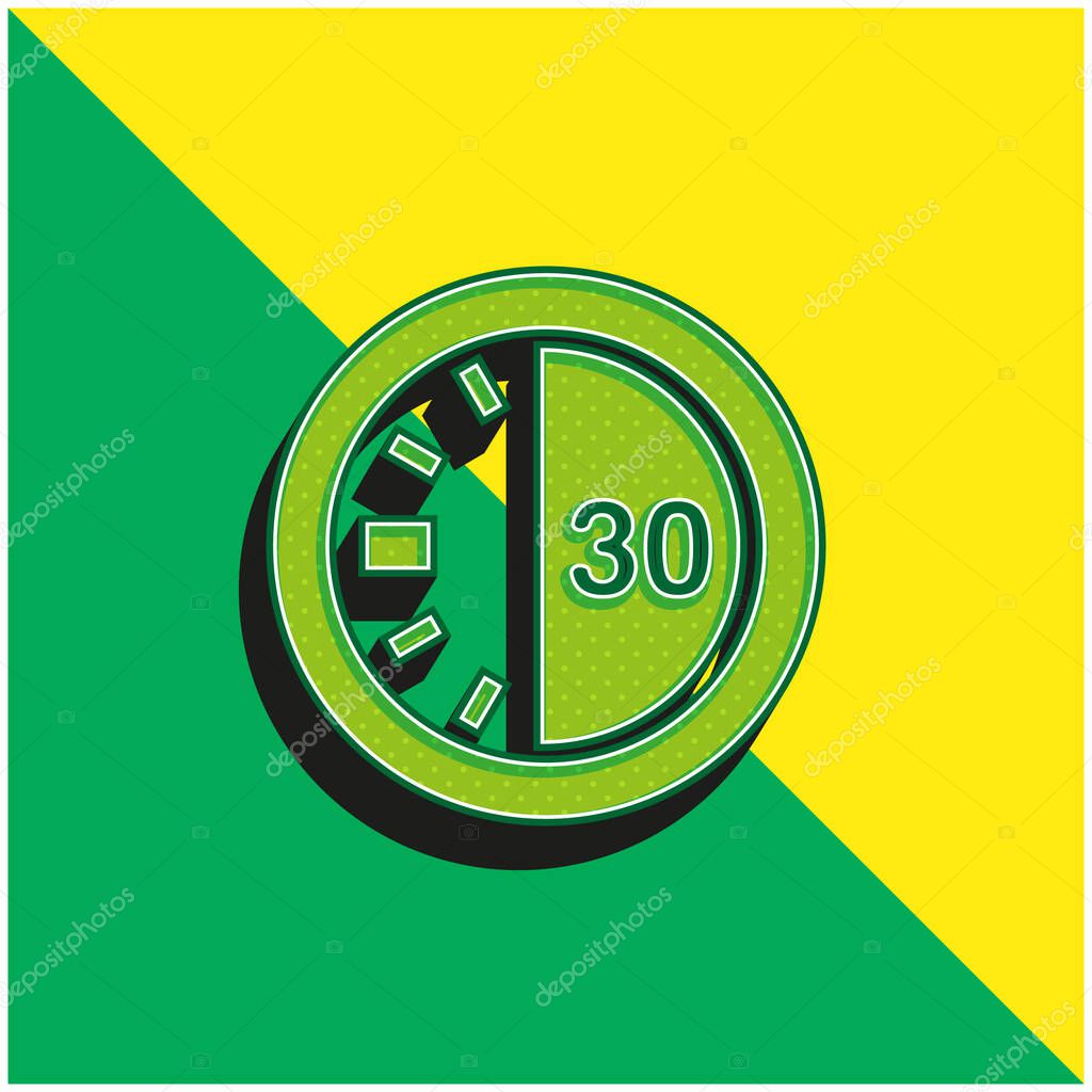 30 Seconds On A Timer Green and yellow modern 3d vector icon logo