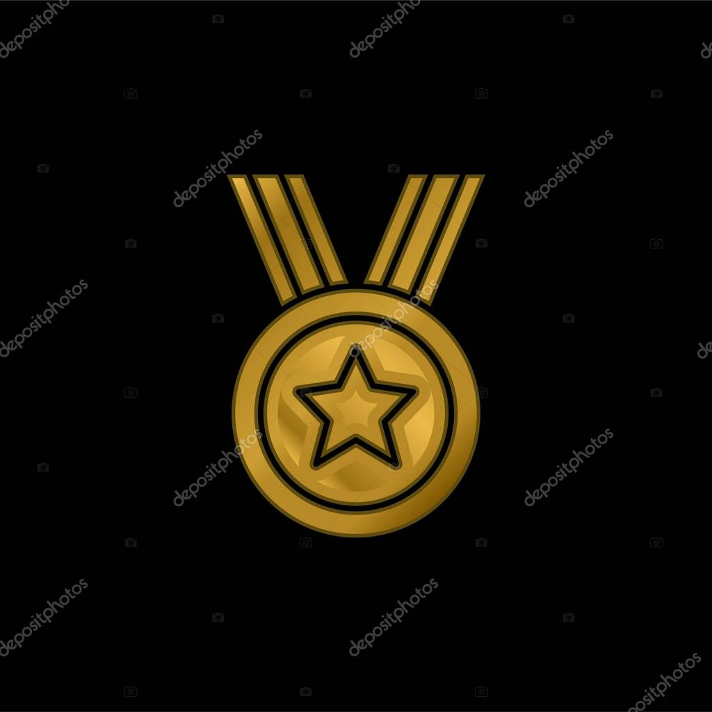Award gold plated metalic icon or logo vector