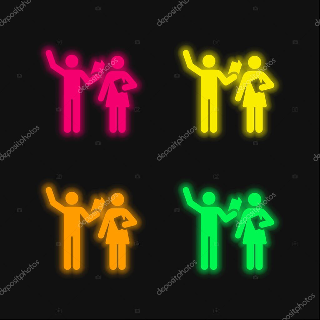 Acting Class four color glowing neon vector icon