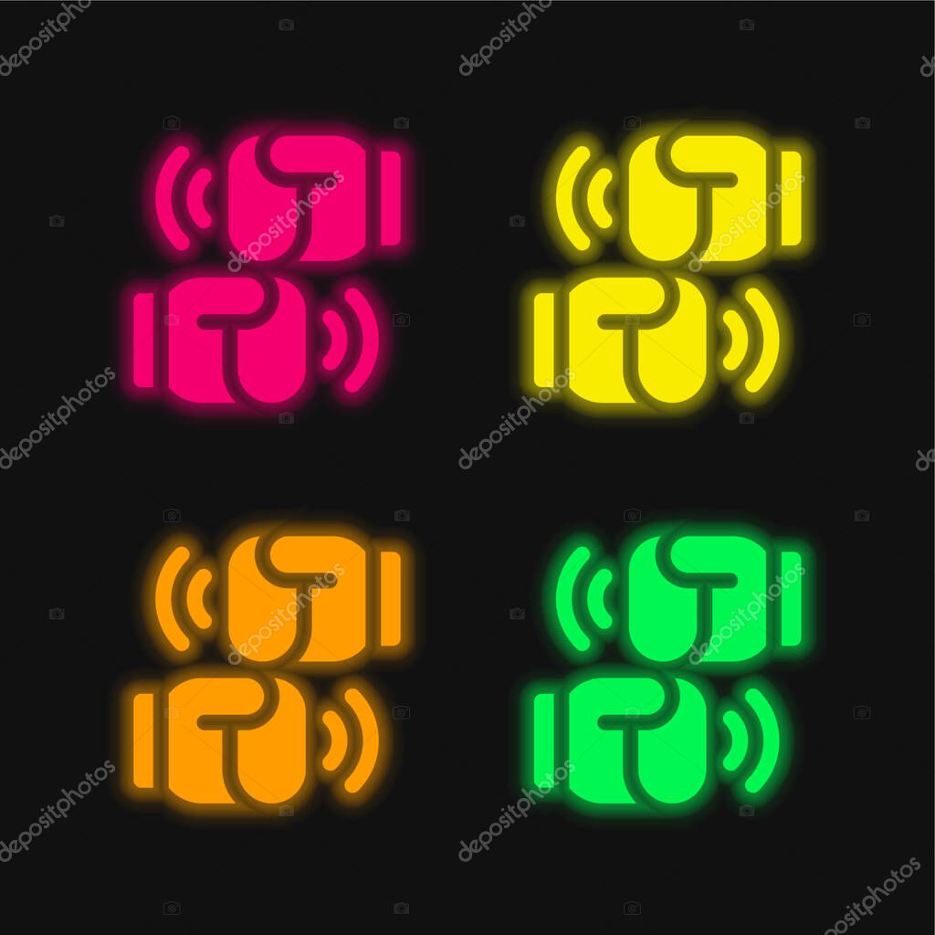 Boxing four color glowing neon vector icon