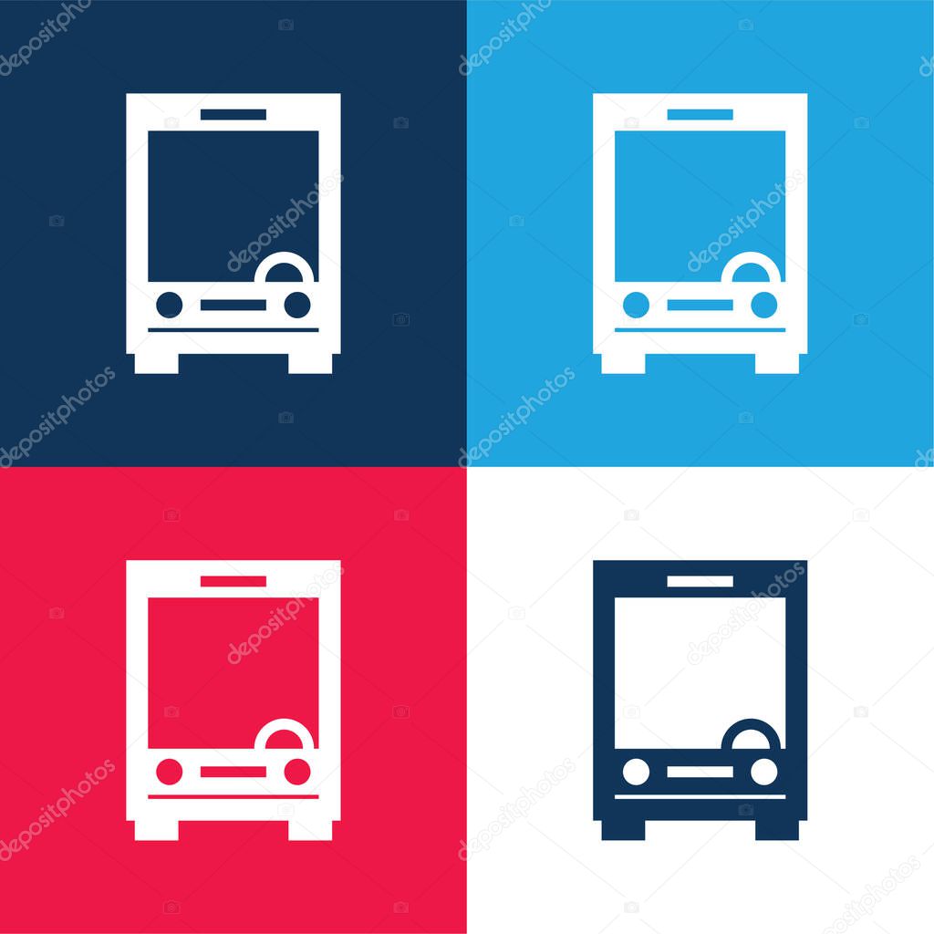 Big Bus Front blue and red four color minimal icon set