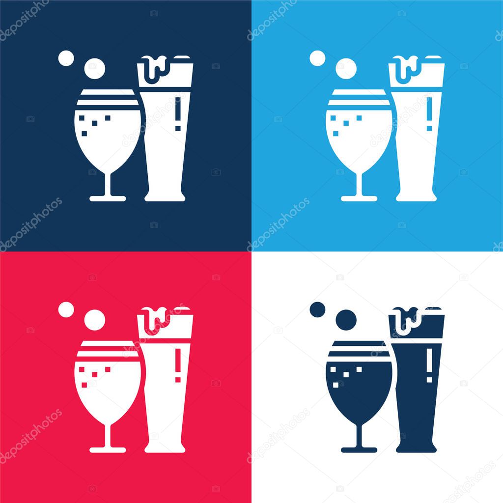 Beer blue and red four color minimal icon set