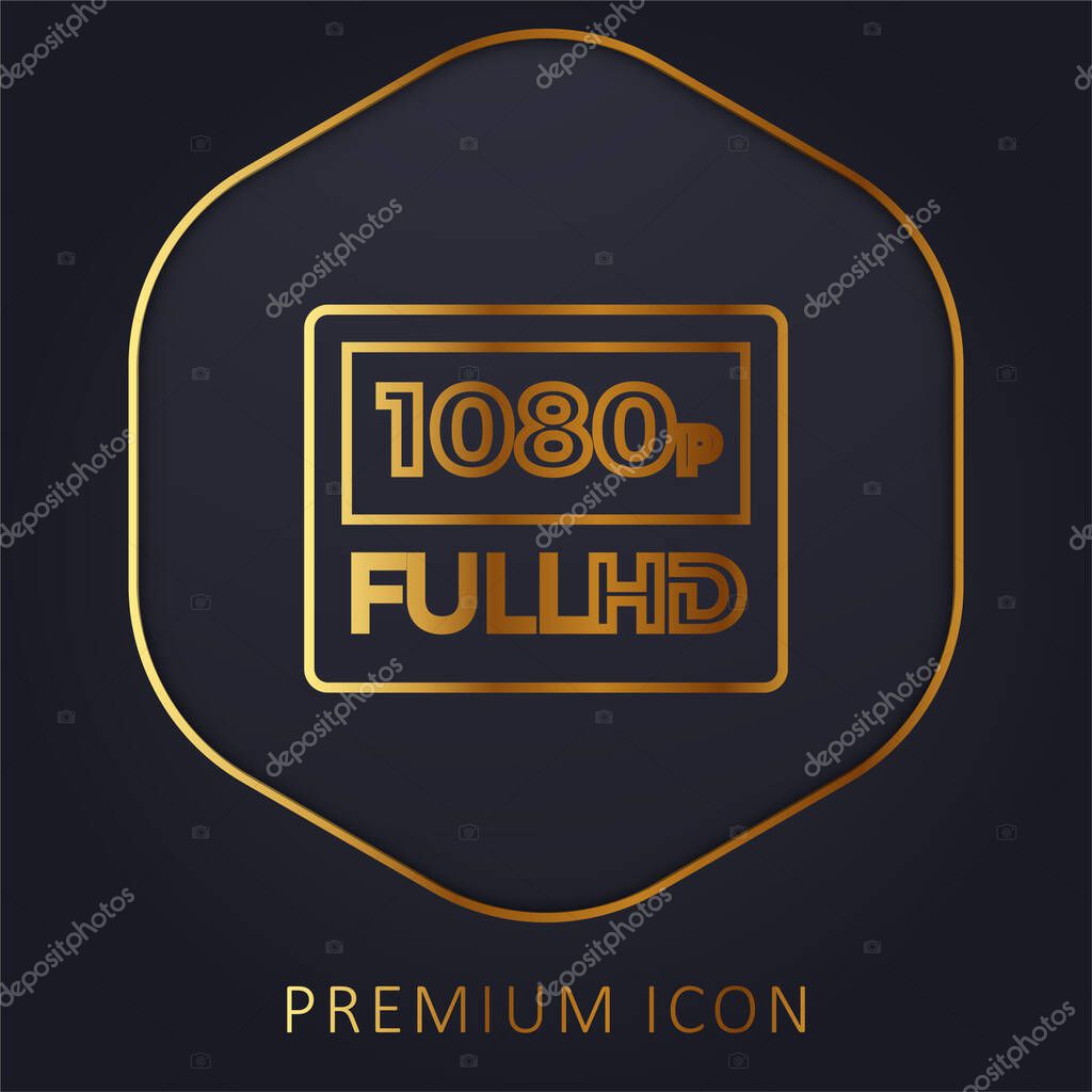 1080p Full HD golden line premium logo or icon