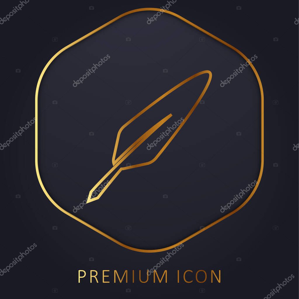 Bird Feather golden line premium logo or icon