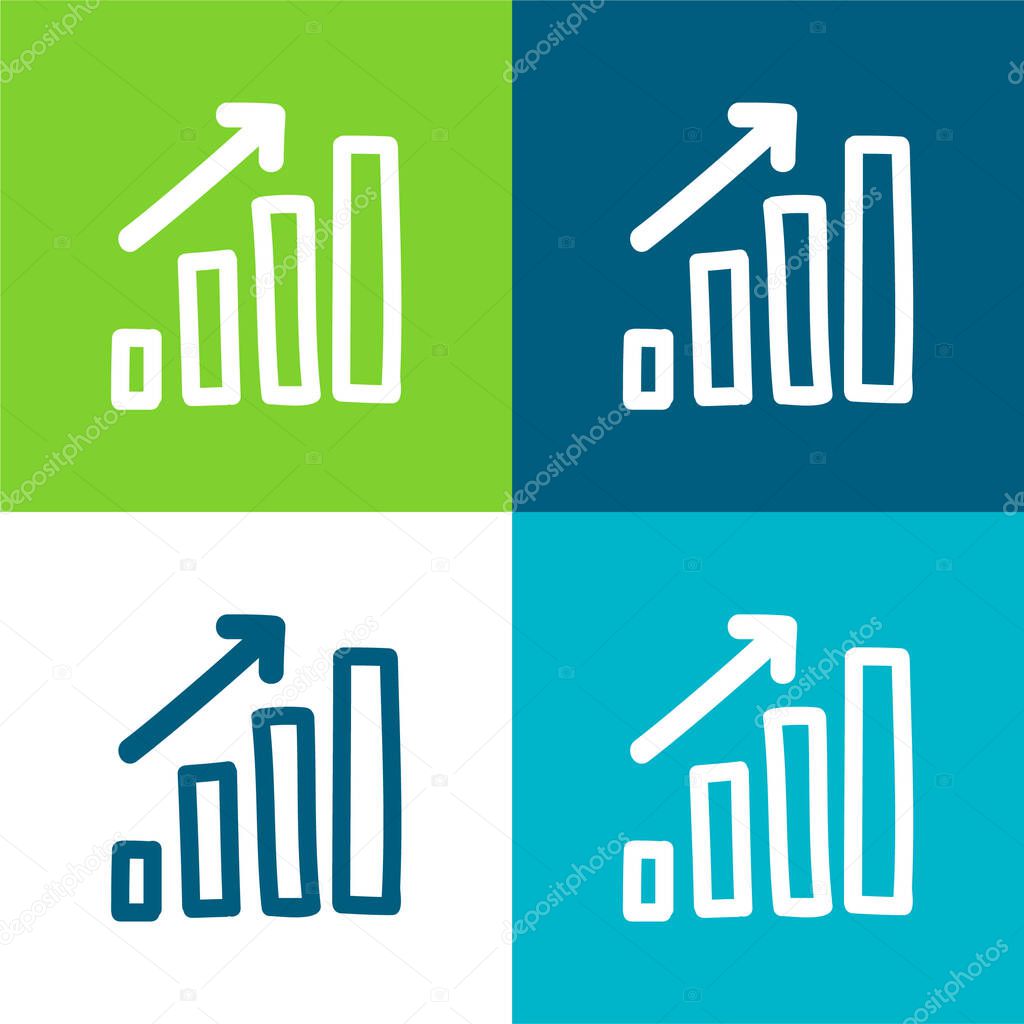 Bars Graphic Up Hand Drawn Symbol Flat four color minimal icon set