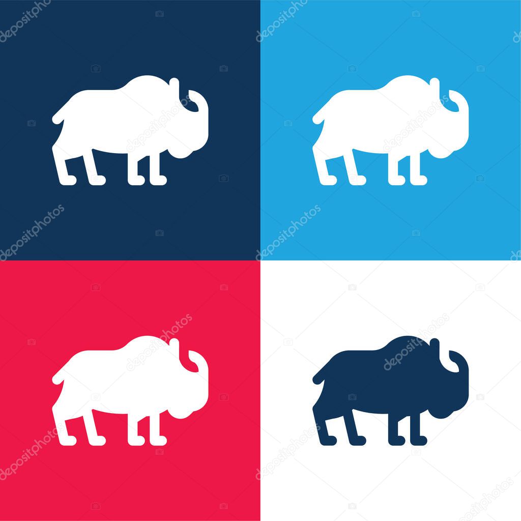 Bison blue and red four color minimal icon set