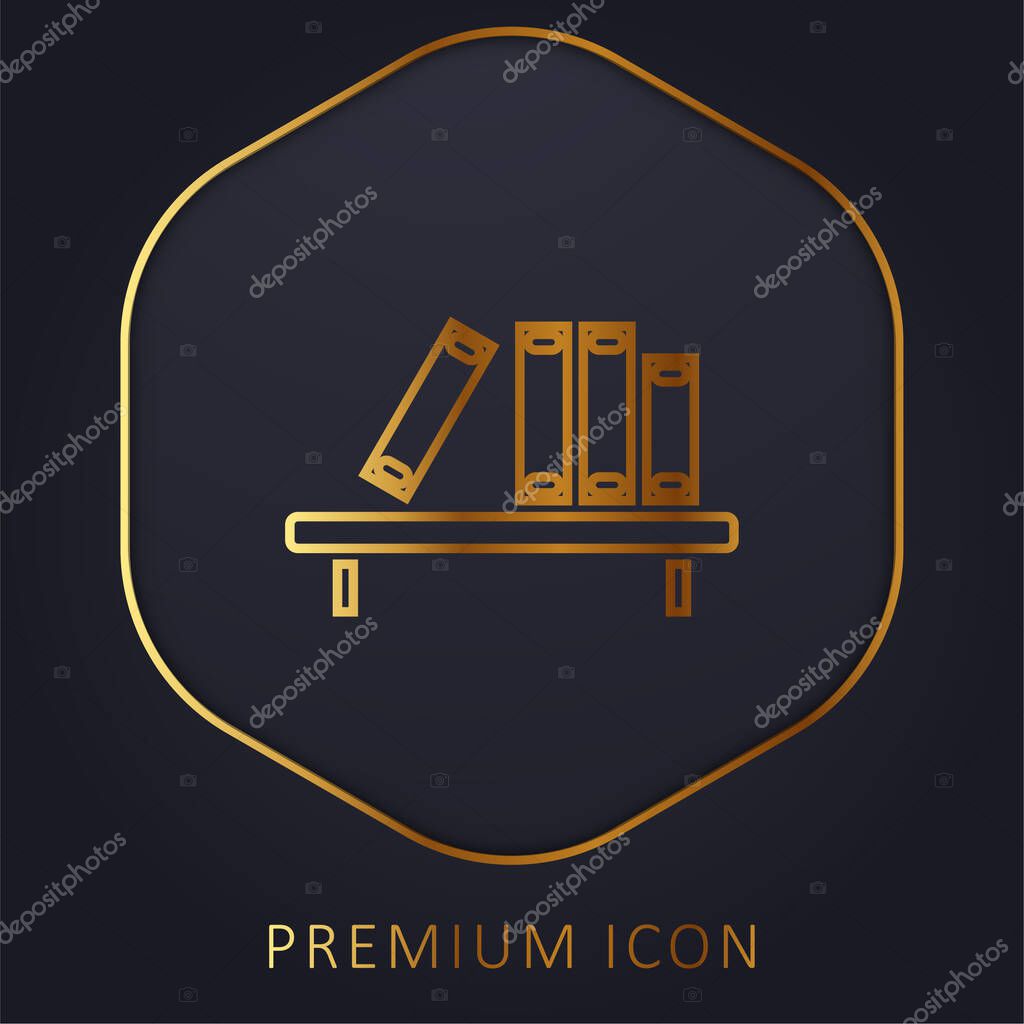 Book Shelf golden line premium logo or icon