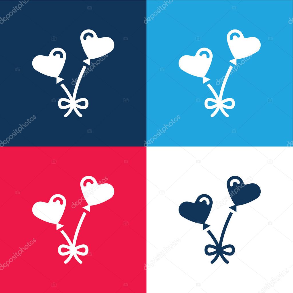 Balloons blue and red four color minimal icon set