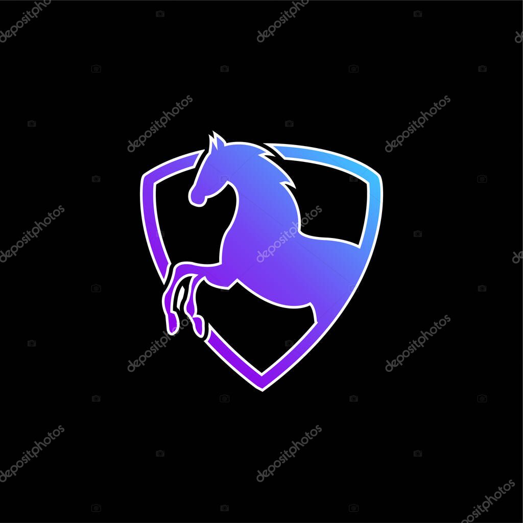 Black Horse Part In A Shield Outline blue gradient vector icon