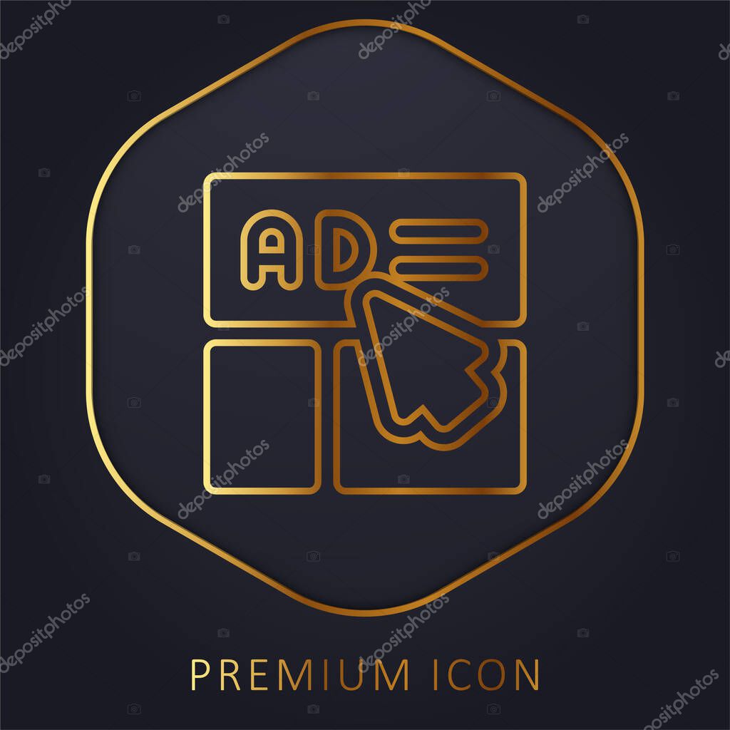 Advertisement golden line premium logo or icon