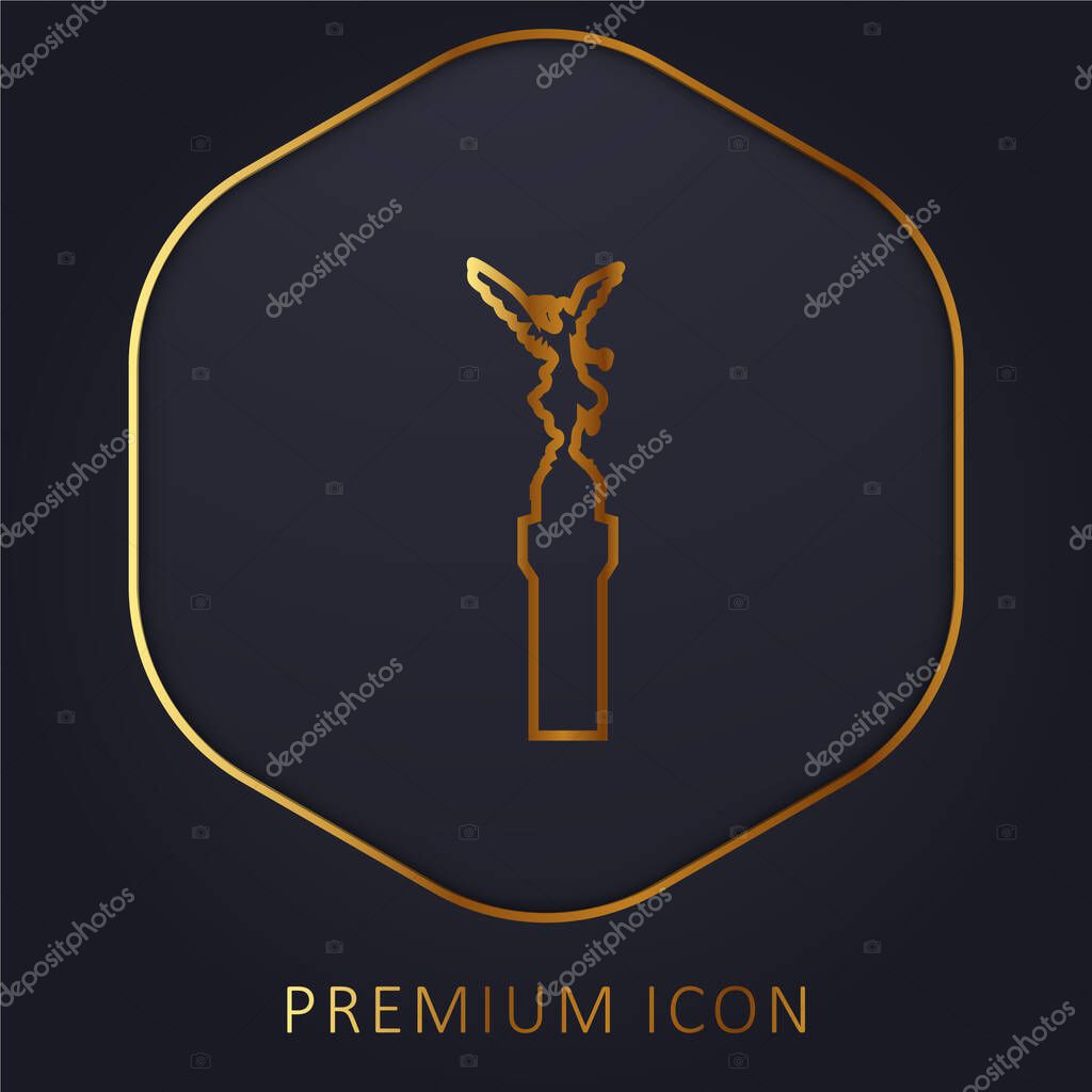 Angel Of Independence Of Mexico golden line premium logo or icon