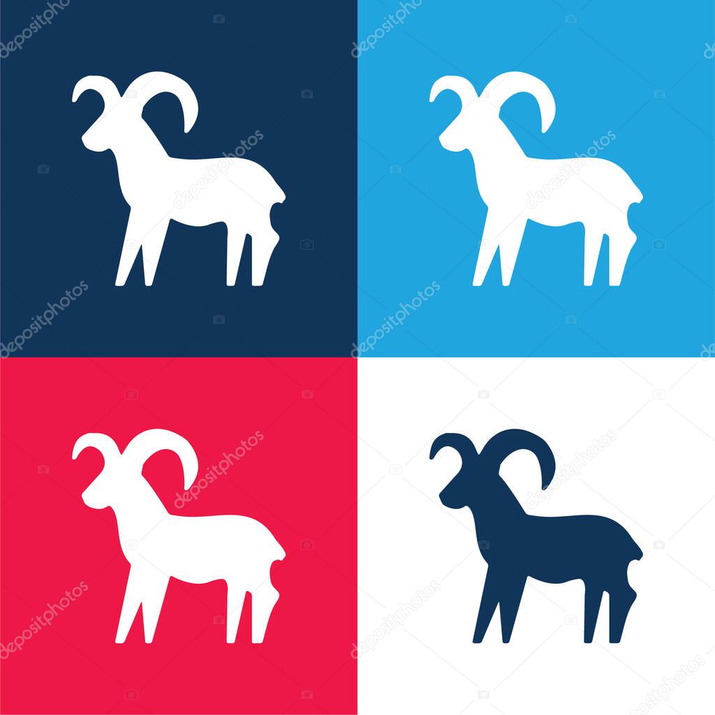 Aries Sign blue and red four color minimal icon set
