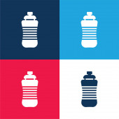Flasche blau und rot vier Farben minimales Symbol-Set
