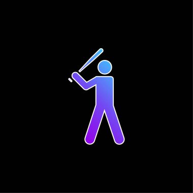 Beyzbol oyuncusu mavi eğimli vektör simgesi