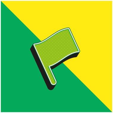 Kara Kutup Bayrağı Yeşil ve Sarı 3D vektör simgesi