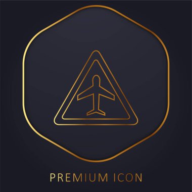 Havaalanı Trafik Üçgensel Sinyali Altın Çizgili Uçak Hattı logosu veya simgesi