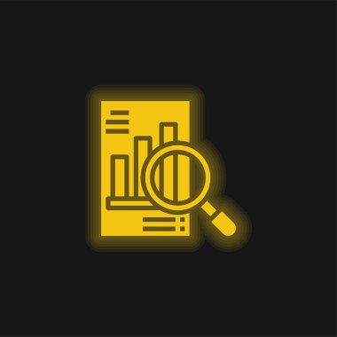 Analysis yellow glowing neon icon clipart