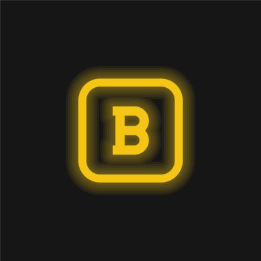 Kalın Düğme sarı parlak neon simgesi