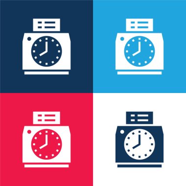 Attendance blue and red four color minimal icon set clipart