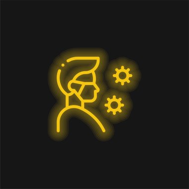 Antivirüs sarı parlayan neon simgesi