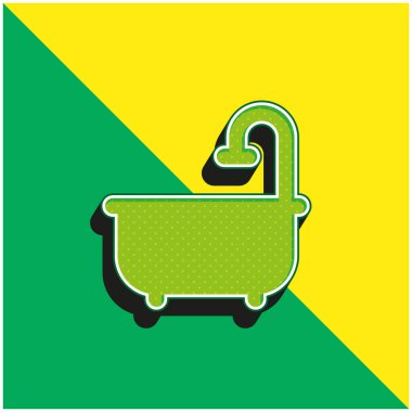 Küvet Yeşil ve sarı modern 3D vektör simgesi logosu