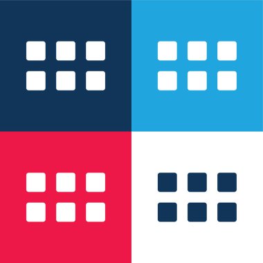 Uygulama mavi ve kırmızı dört renk en küçük simge kümesi