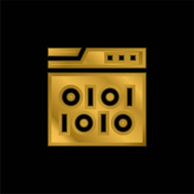İkili Kod altın kaplama metalik simge veya logo vektörü