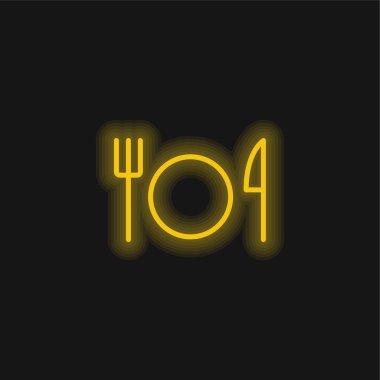 Temel Restoran İşareti Sarı Parlayan Neon Simgesi