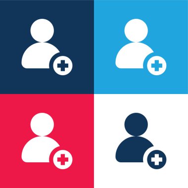 Kullanıcı mavi ve kırmızı dört renk minimal simgesi seti ekle