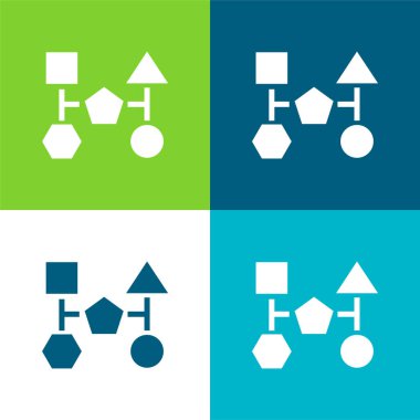 Siyah Şekillerin Blok Şemaları Düz 4 renk minimal simgesi
