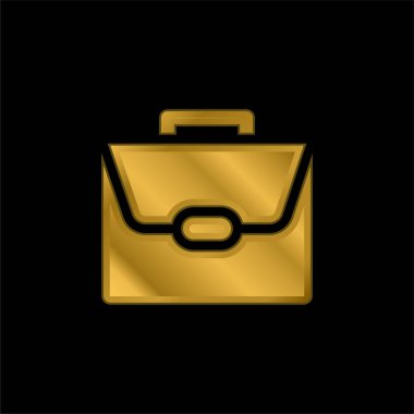 Evrak çantası altın kaplama metalik simge veya logo vektörü