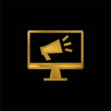 Altın kaplama metalik simge veya logo vektörü reklamı