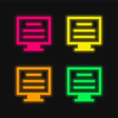 Parlayan dört renk neon vektör simgesini blogla