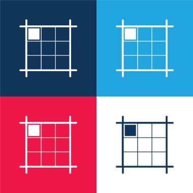 Boxed Layout With Mark On The Northwest Direction blue and red four color minimal icon set clipart