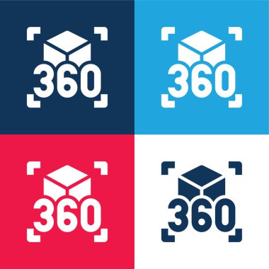 360 Derece mavi ve kırmızı dört renk minimal simgesi