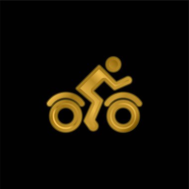 Bisiklet Sürücüsü Tarafı Görünümü Altın kaplama metalik simge veya logo vektörü