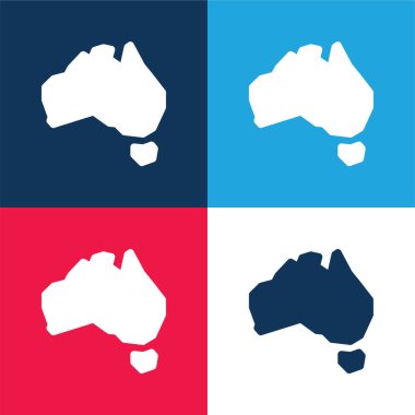 Australia blue and red four color minimal icon set clipart