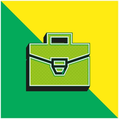 Evrak çantası Yeşil ve sarı modern 3d vektör simgesi logosu